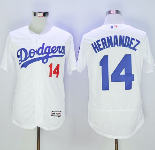 Dodgers #14 Enrique Hernandez White Flexbase Authentic Collection Stitched MLB Jersey - Click Image to Close